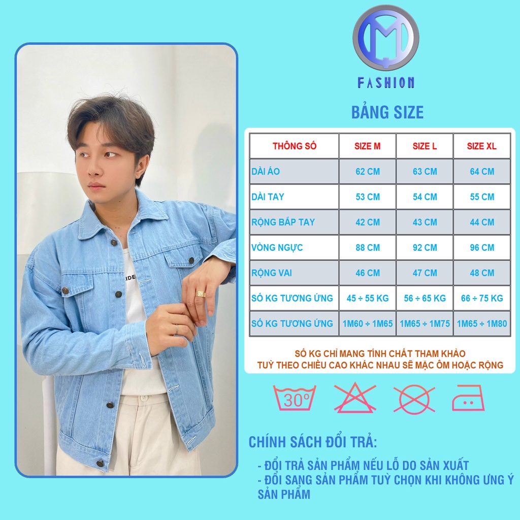 Áo khoác jean Nam from rộng cao cấp phong cách Hàn Quốc M Fashion KN04