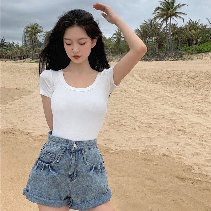 ÁO CROPTOP TAY NGẮN Cổ U BORIP XỊN NTTshop A3-UU