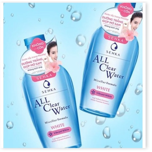 Nước Tẩy Trang Không cồn Dưỡng Trắng Da Chiết Xuất Hoa Anh Đào Senka All Clear Water Micellar Formula #White