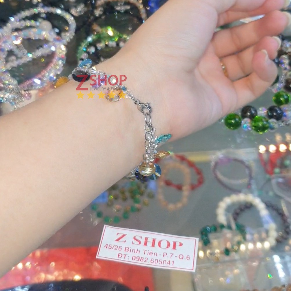 Vòng pha lê nhân tạo hạt dĩa nhiều màu LT486