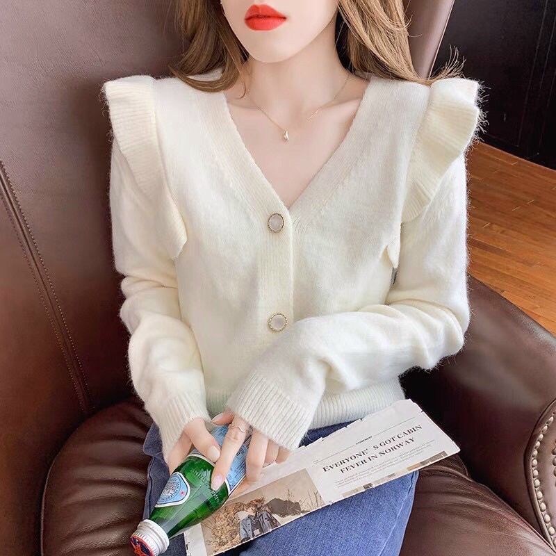 Áo cardigan len cổ bèo nữ tính