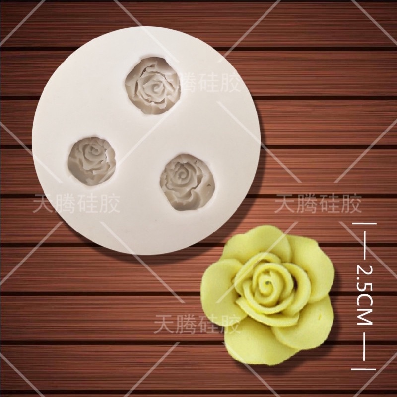 khuôn silicon 3 hoa hồng nhí trang trí bánh