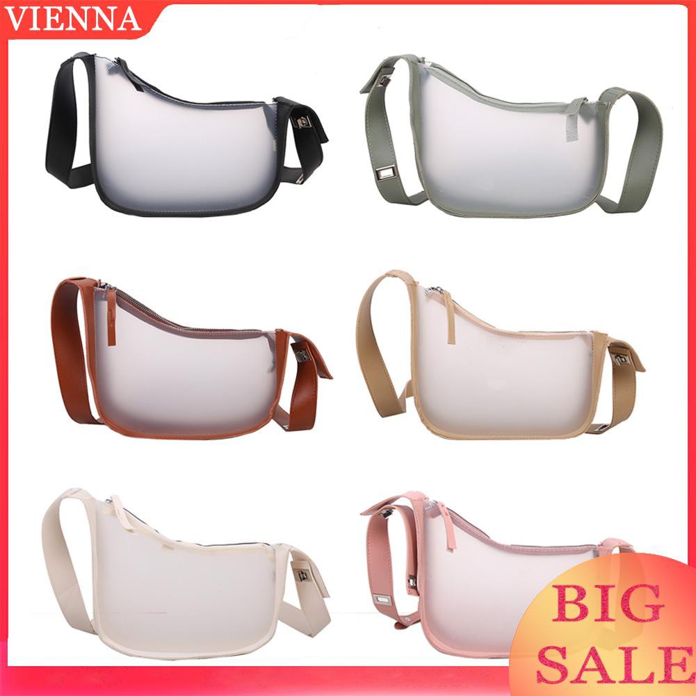 Women Transparent PU Leather Patchwork Messenger Bag Retro Small Handbags