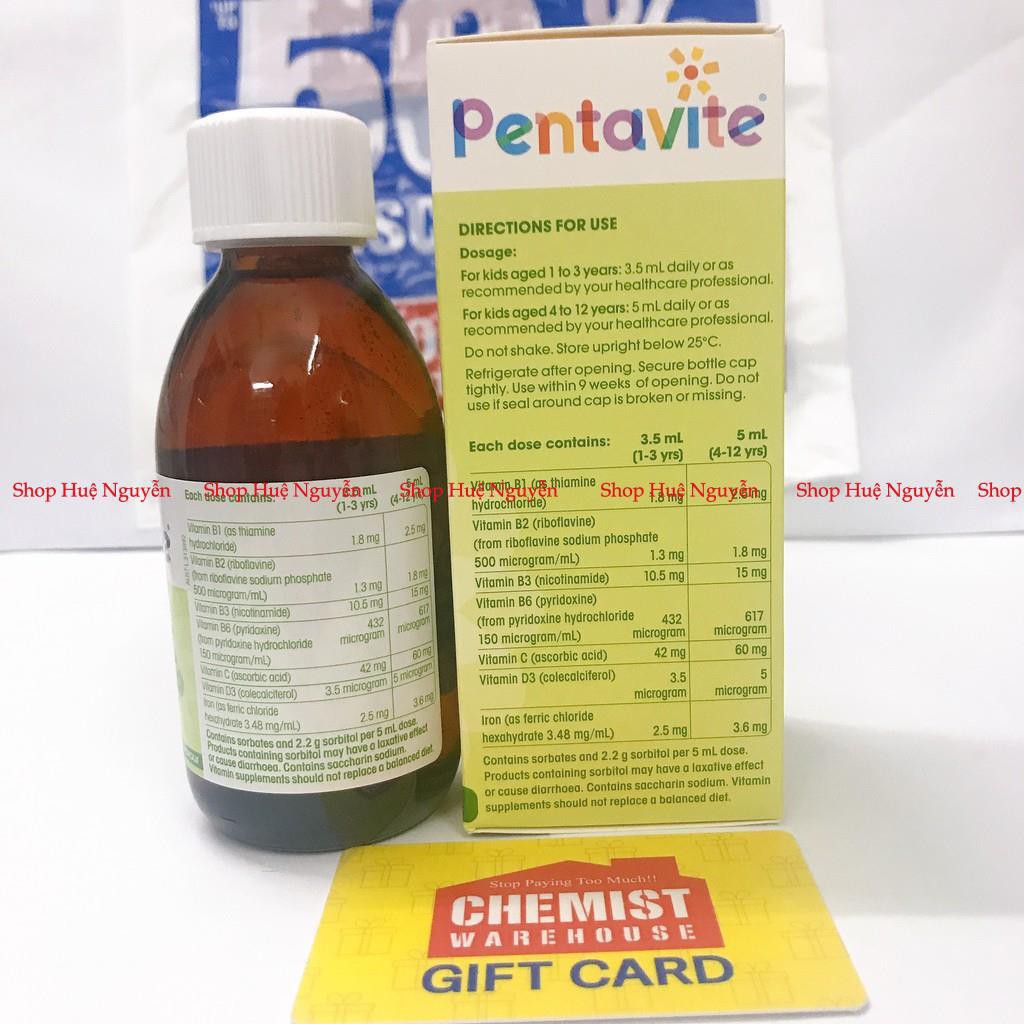 Siro Pentavite Multivitamin+iron kids liquid Úc, bổ sung vitamin tổng hợp và sắt cho bé từ 1- 12 tuổi,100ml và 200ml
