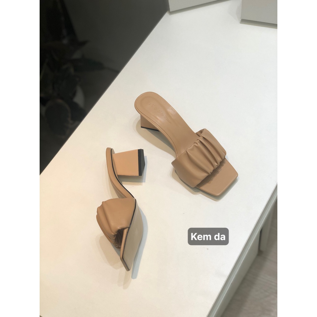 Giày sục nữ ngang quai nhún gót tam giác 5cm thời trang MYSS - SU53