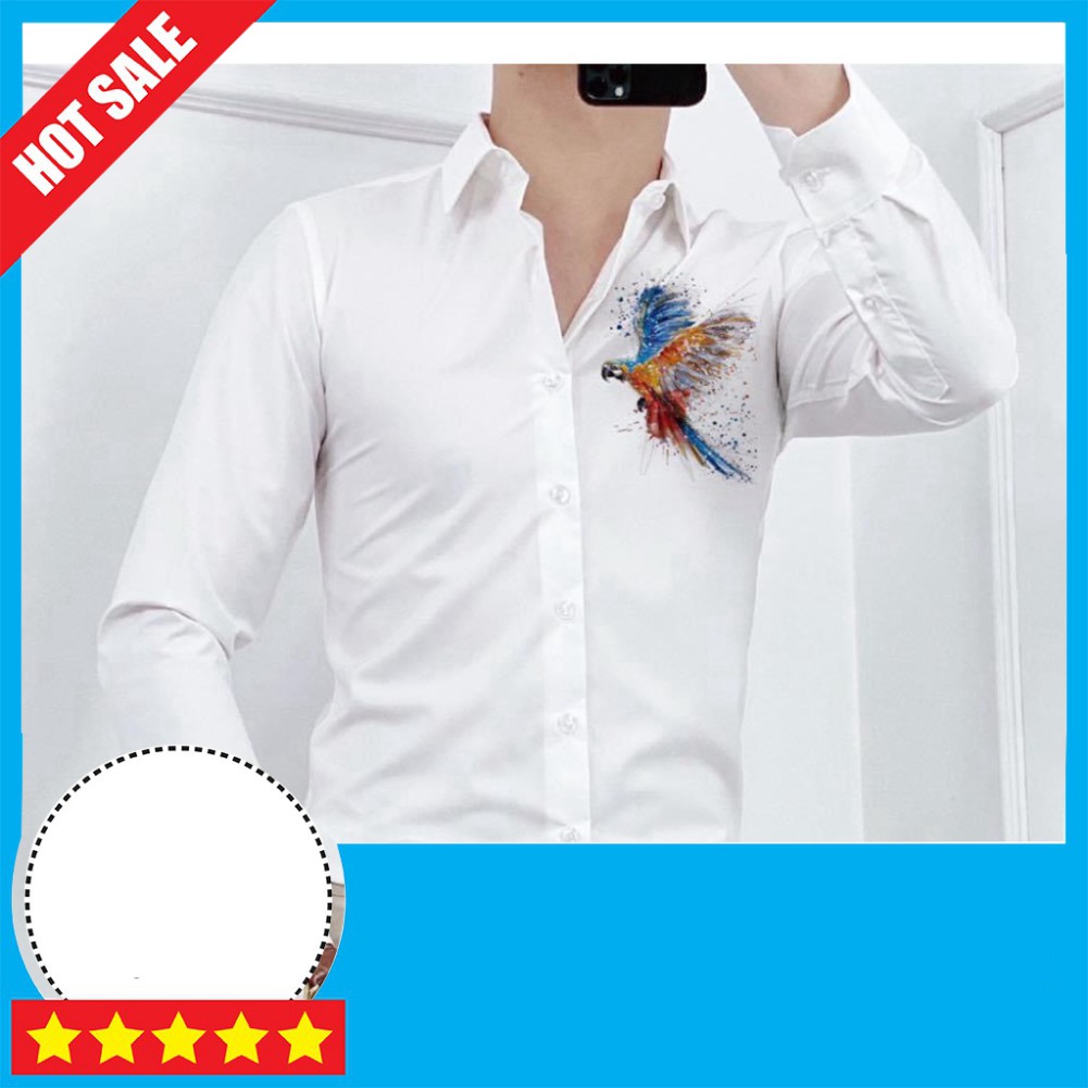 ÁO SƠ MI CẶP, ĐÔI, NAM NỮ DÀI TAY CỔ BẺ MÀU TRẮNG VẢI KATE LỤA MỀM MỊN CHỐNG NHĂN IN HÌNH