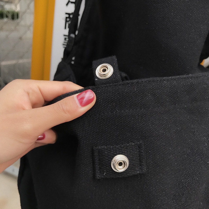 Túi Xách Canvas Màu Đen Cỡ Lớn 19002 Phong Cách Hàn Quốc