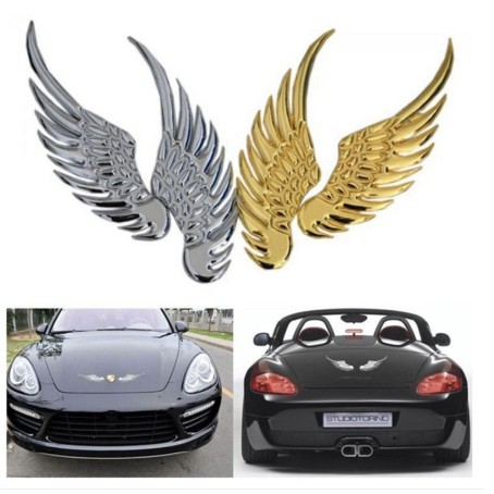 Cặp đôi cánh đại bàng 3D hình chim ó dang trang trí sticker kim loại crom chrome dán xe hơi ô tô thời trang