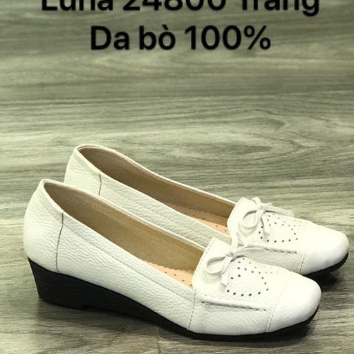 Giày đế xuồng nữ 3p da bò hàng chính hãng Mã (24800) Lunashoes bảo hành 2 năm bong nổ sẵn hàng giày trung niên cho mẹ