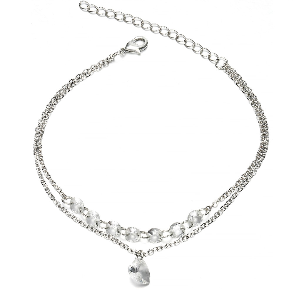 Exquisite Crystal Double Heart Crystal Bracelet Engaged Married Jewelry  Woman