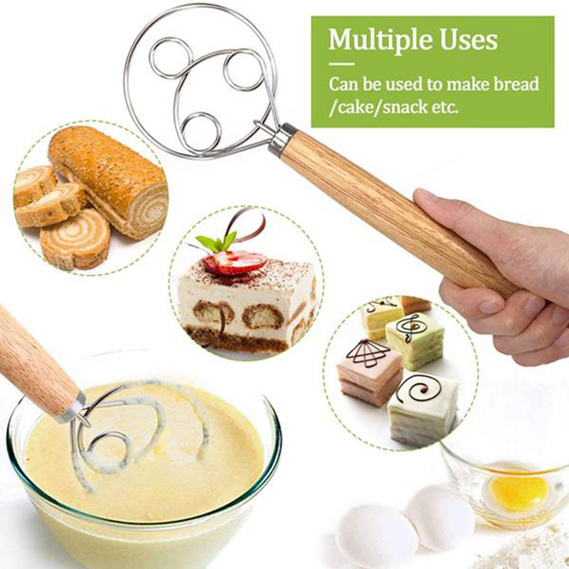 3 Pack Danish Dough Whisk,with Scraper for Pastry or Pizza Dough,Etc