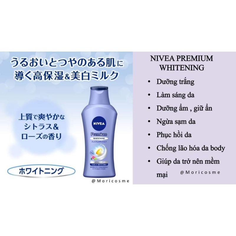 [Mẫu mới] Sữa Dưỡng Thể Trắng Da Cấp Ẩm Nivea Premium Body Milk Nội Địa Nhật Chính Hãng