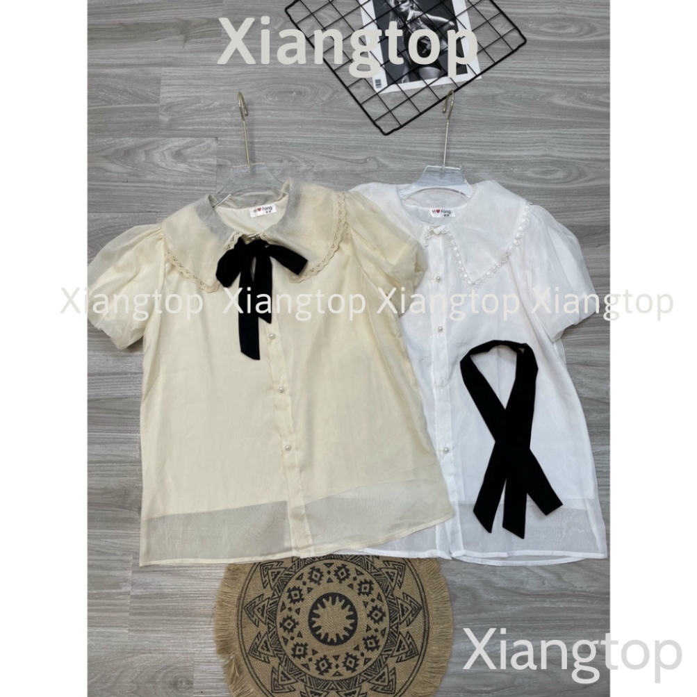 Áo sơ mi babydoll ren tơ form thụng dáng xòe áo sơ mi kiểu nữ PN000111 Xiangtop | BigBuy360 - bigbuy360.vn