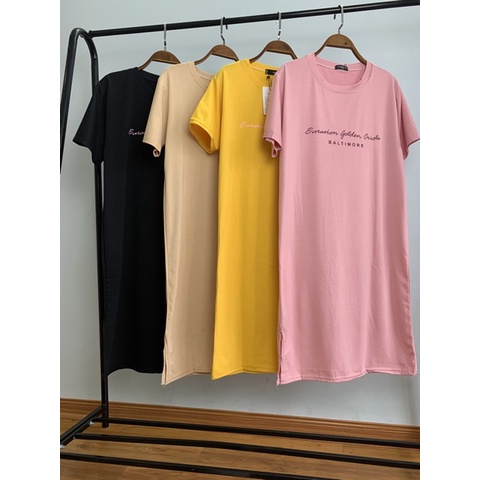 Đầm Suông - Váy suông Cotton Form Rộng in Chữ Ema, Có Size Đến 75kg