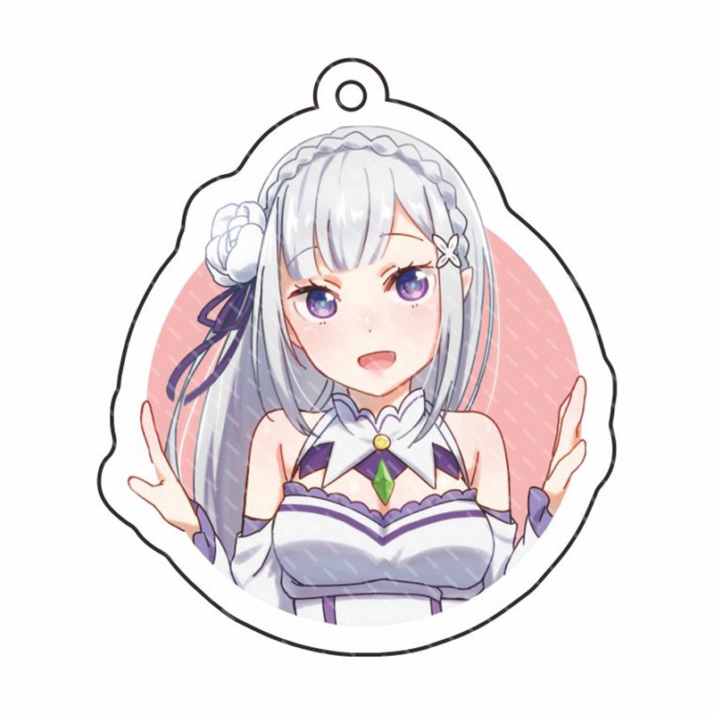 Móc Khóa Acrylic In Hình Anime Re Zero Rem Ram Subaru Emilia Dễ Thương