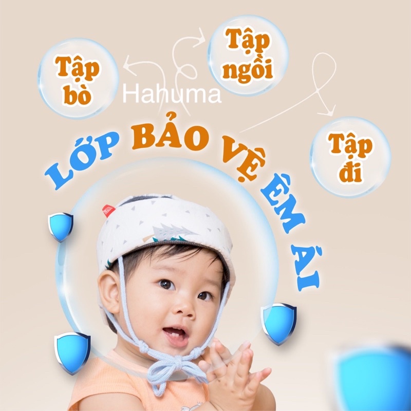 Mũ bảo hiểm bảo vệ đầu cho bé tập đi, tập bò an toàn vải đũi