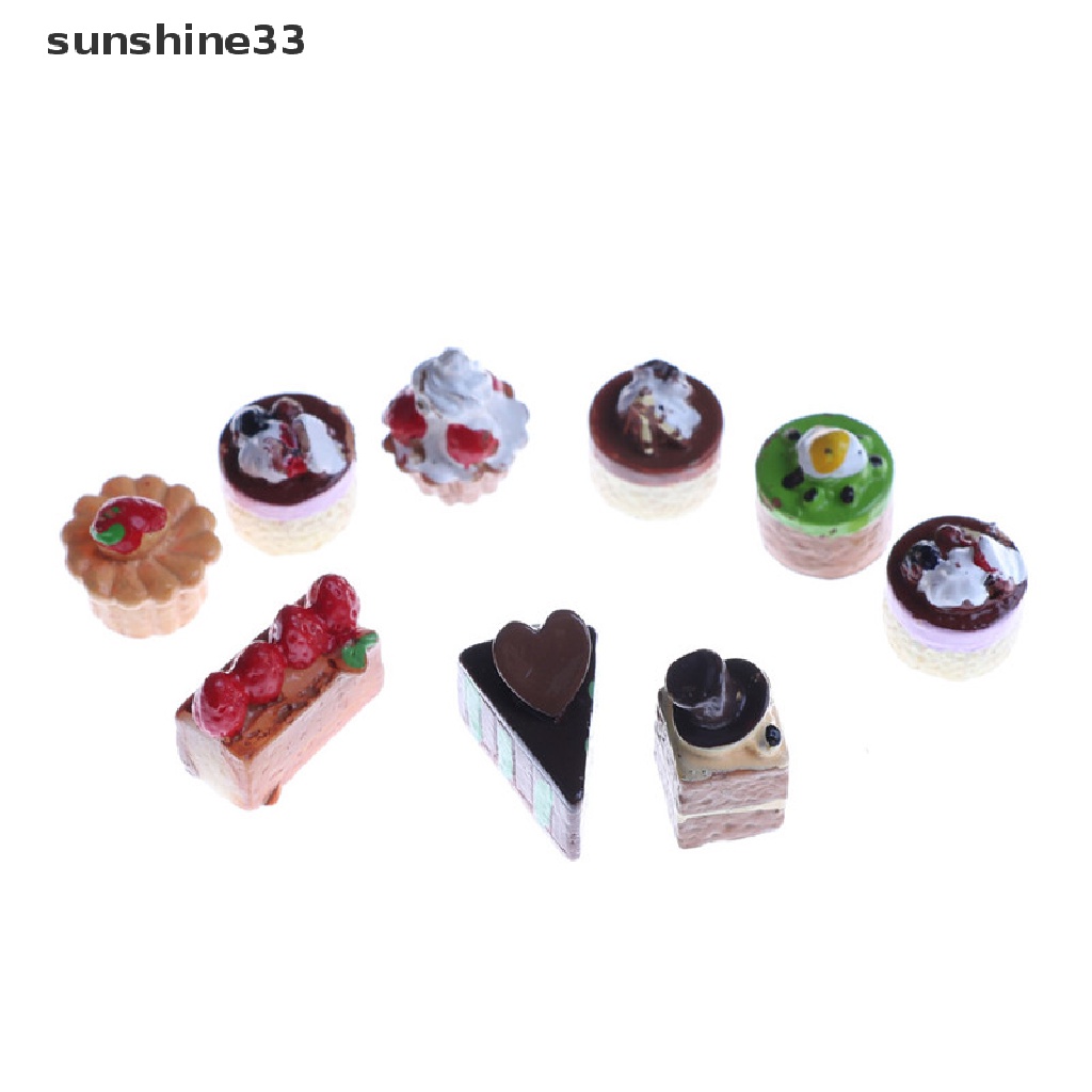Set 8 Mô Hình Bánh Cupcake / Sô Cô La / Món Ăn Dành Cho Nhà Búp Bê