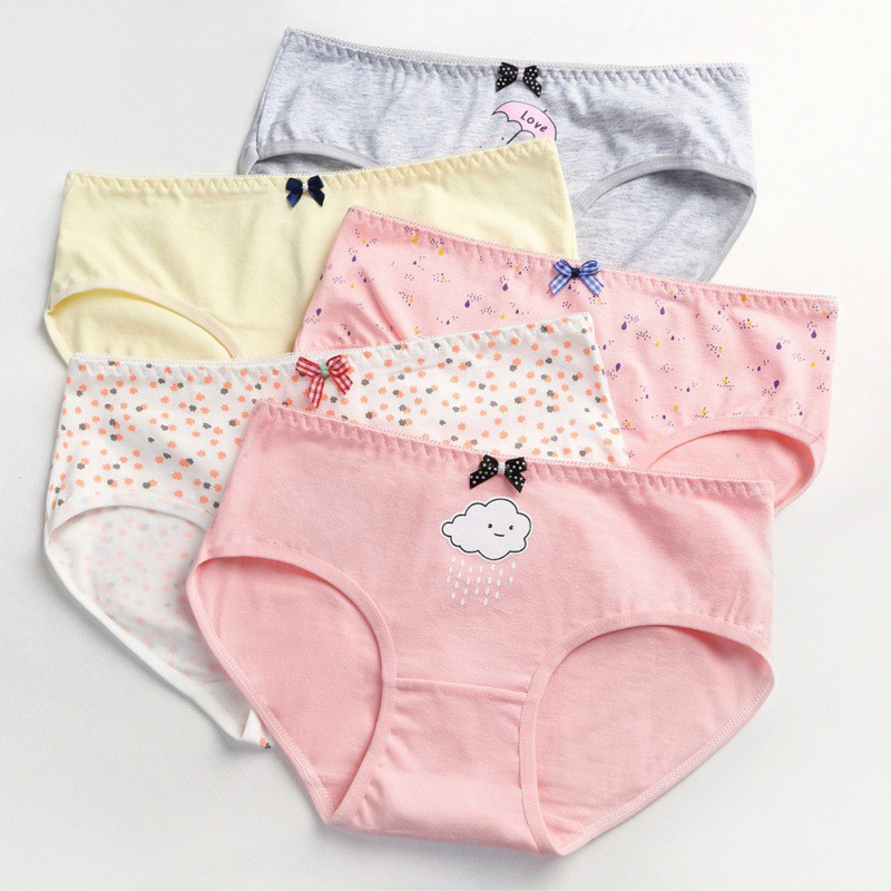 Quần Lót Cotton Viền Ren Đính Nơ Dễ Thương Cho Nữ