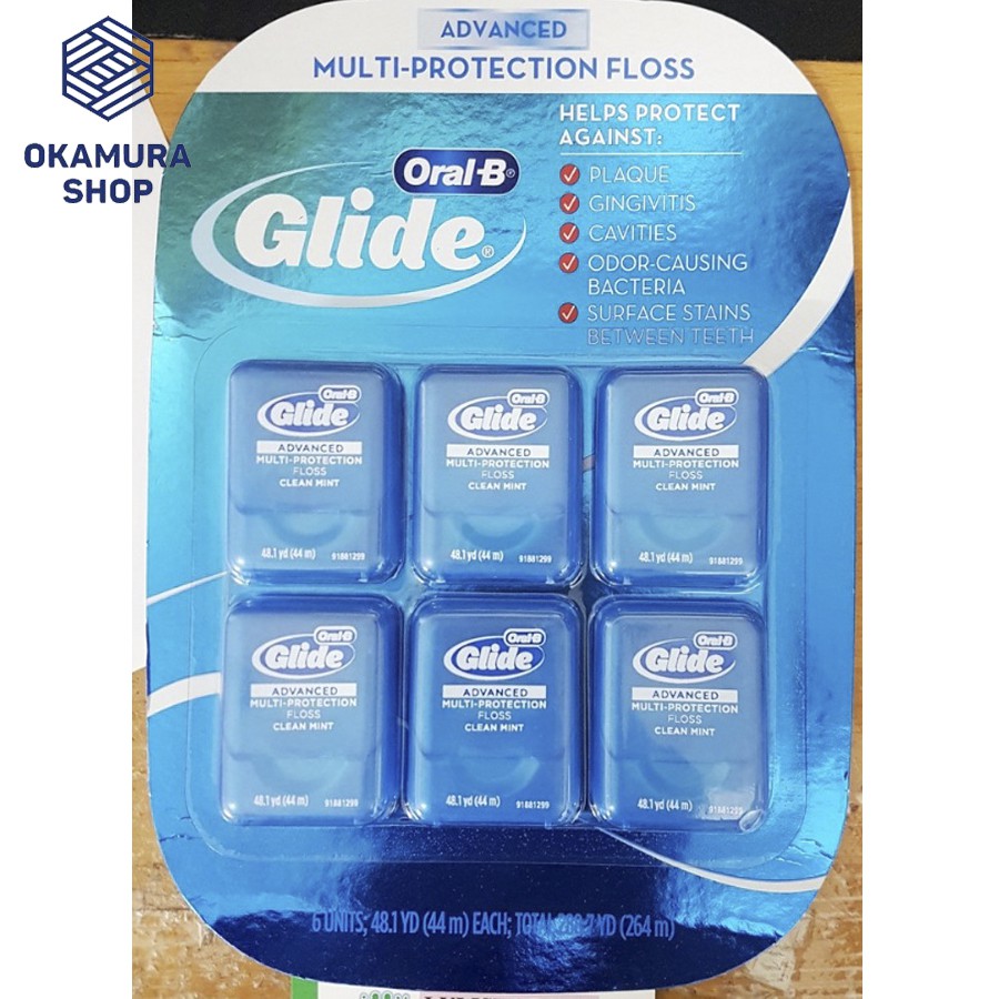 Chỉ nha khoa Oral B Glide Advanced Multi Protection Floss Clean Mint hộp 44m từ Mỹ