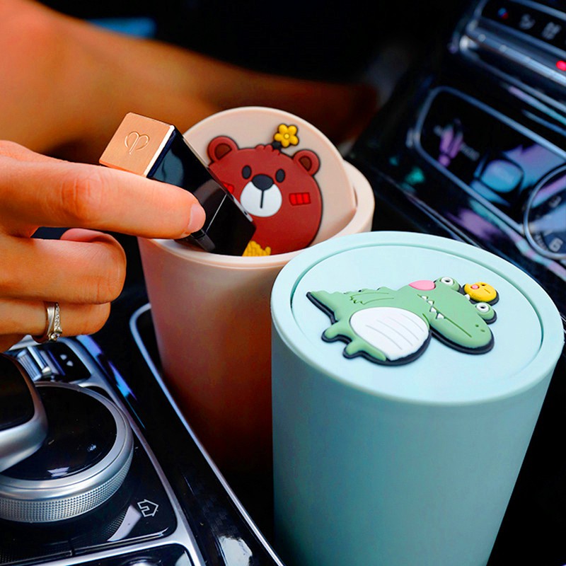 Thùng Rác Chống Bụi Hình Hello Kitty Doraemon Cho Xe Hơi Giá Đỡ