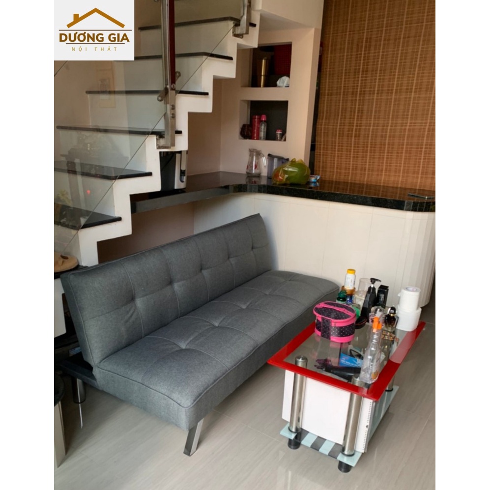 Sofa bed chân inox - sofa giường đa năng - vải bố - da