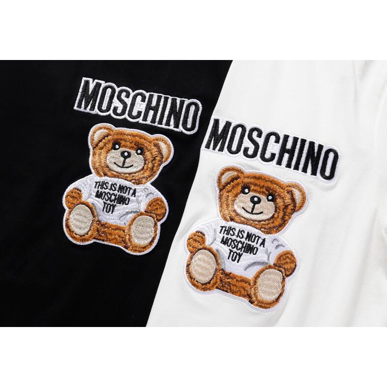Áo thun chất liệu vải cotton tay ngắn có thêu hoạ tiết moschino thời trang