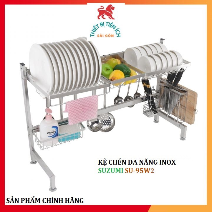 Kệ Chén Đa Năng Inox - Giá Để Bát Đũa Thông Minh SUZUMI Size 95cm-Bảo hành 12 tháng