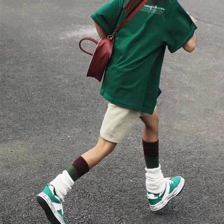 Áo thun tay lỡ MK cổ tròn phông unisex nam nữ màu xanh lá hottrend freesize cotton co giãn form rộng Champion