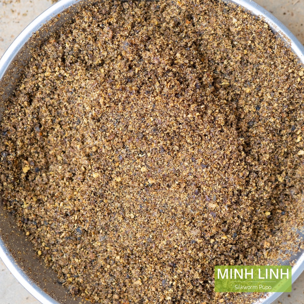 Bột nhộng tằm Vegi - Túi hút chân không 1 KG - Nguyên liệu đông trùng hạ thảo, cám chim, mồi câu,...