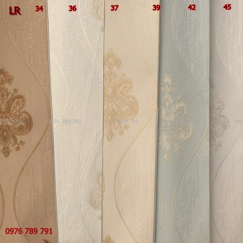 Giấy Dán Tường Hoa Văn 3D Cho Phòng Khách, Lụa Không Keo, Khổ 10m x 53 cm, Nhiều Màu Lựa Chọn
