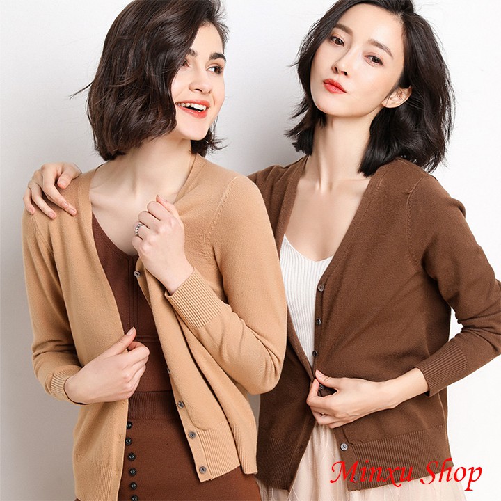 Áo Khoác Cardigan Dáng Dài Áo Len Nữ Hàn Quốc Dài Tay Minxu Shop - Lên Phom Nhẹ Nhàng, Sang Trọng (Mã CD) | BigBuy360 - bigbuy360.vn