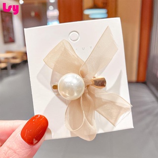 Kẹp tóc nơ ngọc trai lưới