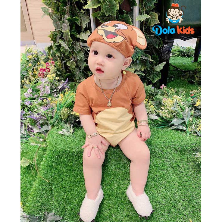 Bodysuit cho bé gái, bé trai sơ sinh 4-15kg hình Chuột Jerry - DoLaKids