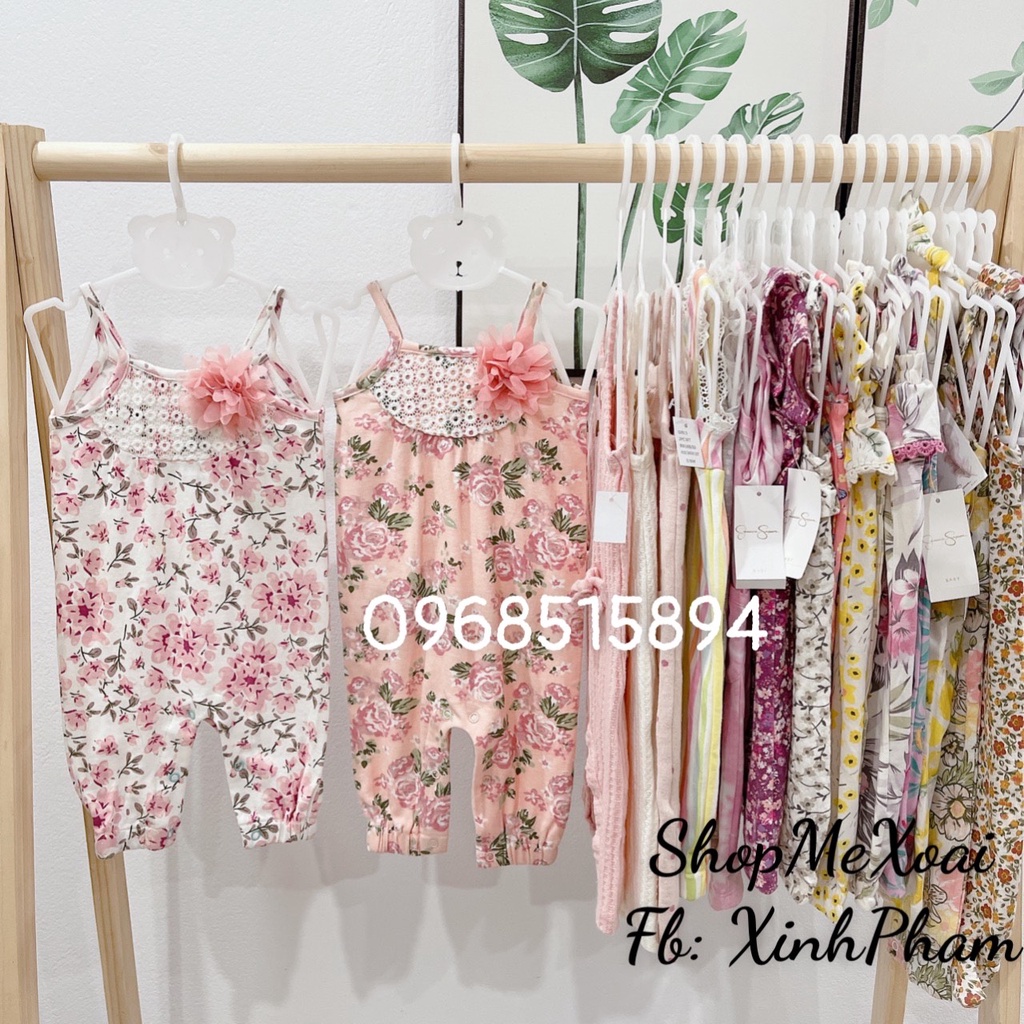 Bộ Jumsuit bé gái size 6M Xuất Mỹ cho bé từ 6-8kg vải 100% coton cực mát
