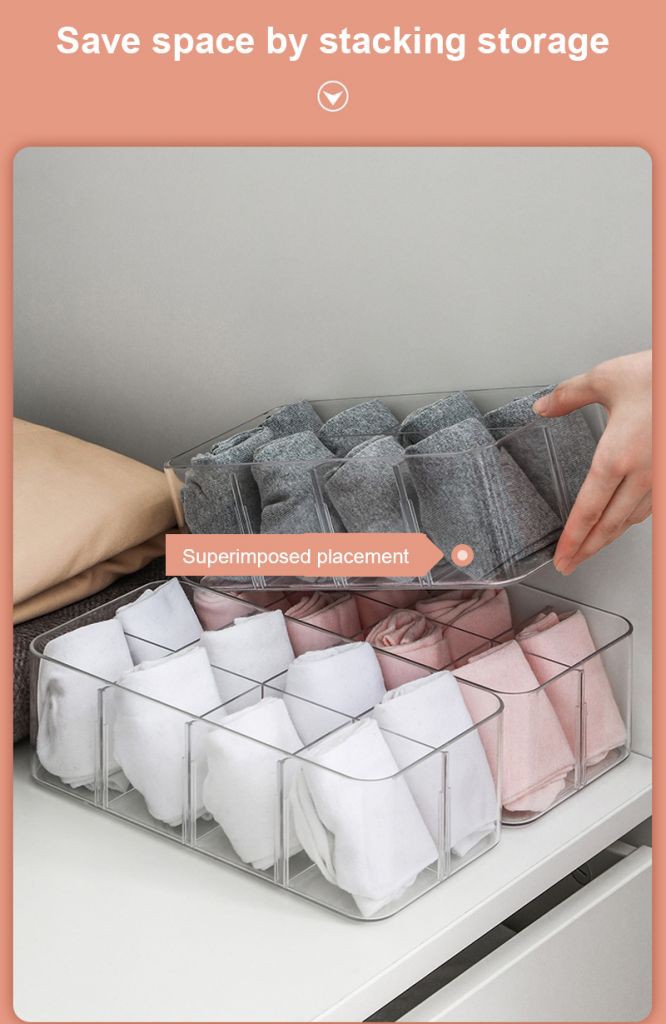 Hộp Đựng Vớ / Đồ Lót Nhiều Ngăn Trong Suốt Tiện Dụng 2020
