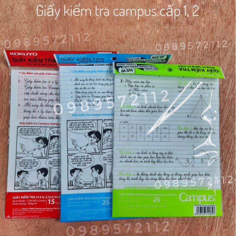 Giấy kiểm tra campus cấp 1,2.