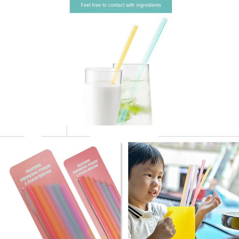 Set 6 ống hút silicon trong suốt tiện lợi