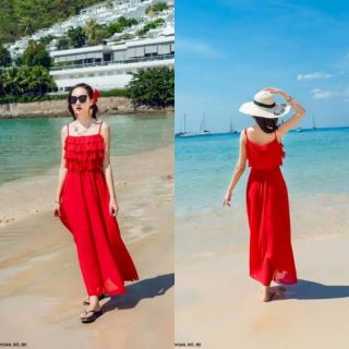 Đầm maxi 4 tầng 2 dây