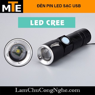 Đèn pin siêu sáng mini led CREE có Zoom sạc cổng USB 501-USB