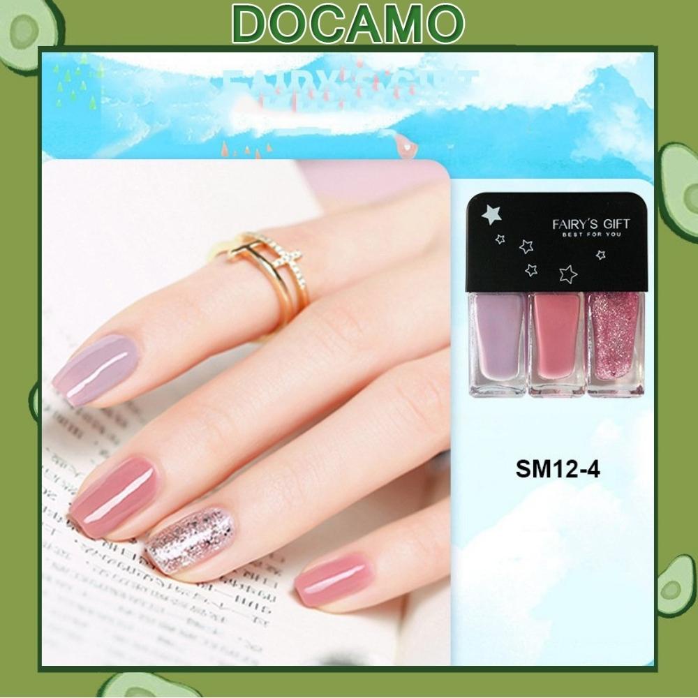 Set 3 sơn móng tay móng chân Docamo sơn bóng nhanh khô mix nhiều màu xinh SM12