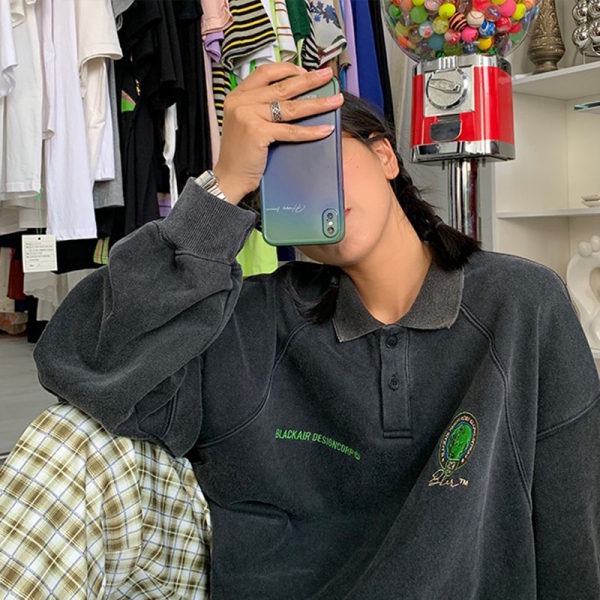 Porozi  Áo thun polo  tay dài phong cách Hàn Quốc thời trang trẻ trung