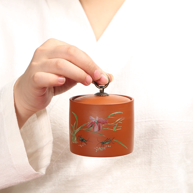 Hũ đựng trà họa tiết cây tre bằng sứ loại nhỏ | BigBuy360 - bigbuy360.vn