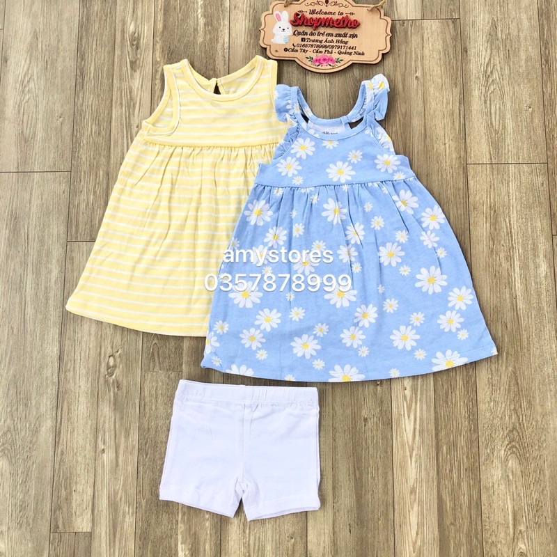 Sét 3pc váy sát nách, váy dây chất cotton Little me