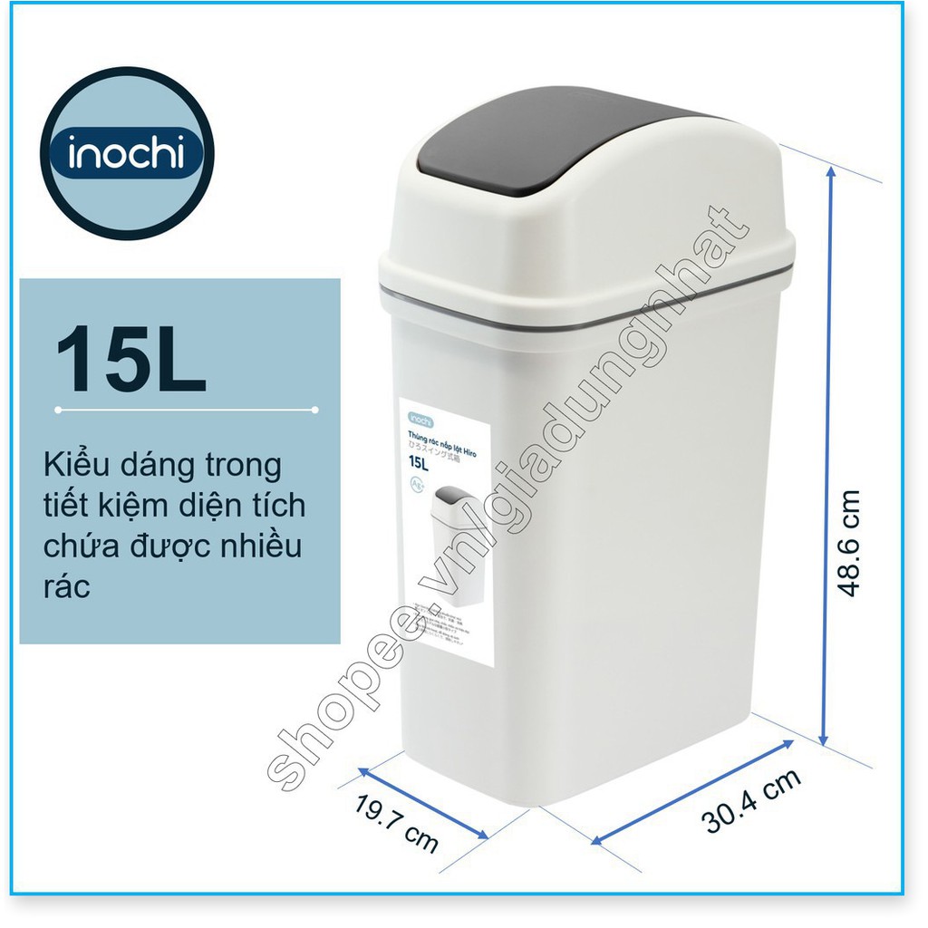 Thùng Rác Nhựa Nắp Lật Inochi 15 Lít Rất Đẹp Làm Sọt Rác Văn Phòng, Khách Sạn, Đựng Rác Gia Đình, Để Bàn Trong Nhà (tiêu