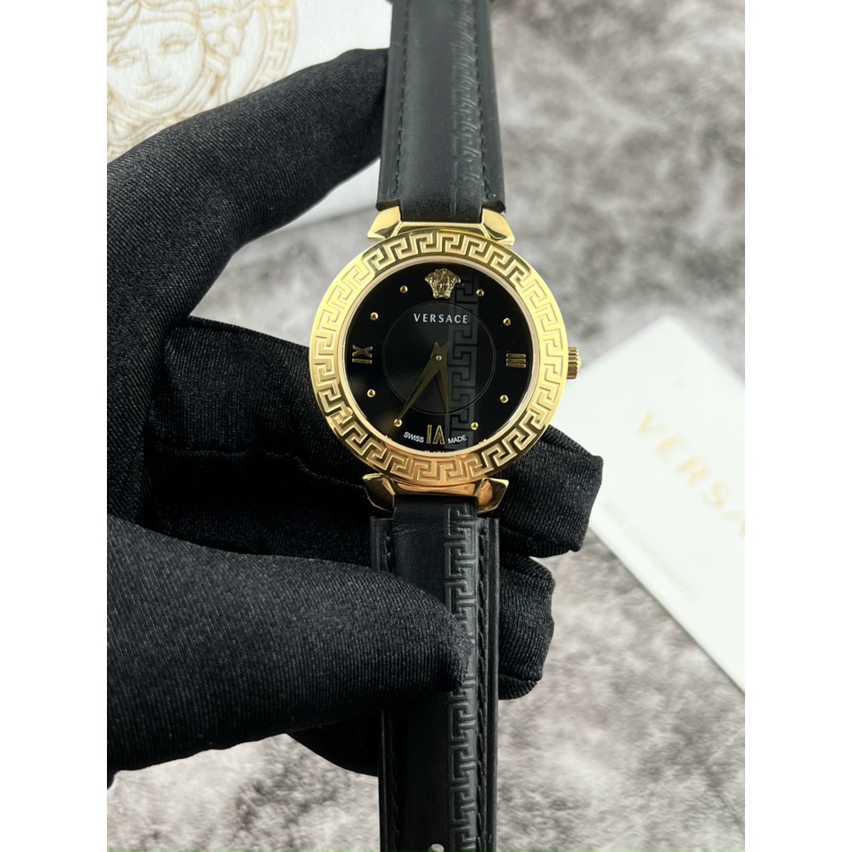 Đồng Hồ Nữ Daphins versace , dây da , màu đen , size 34mm