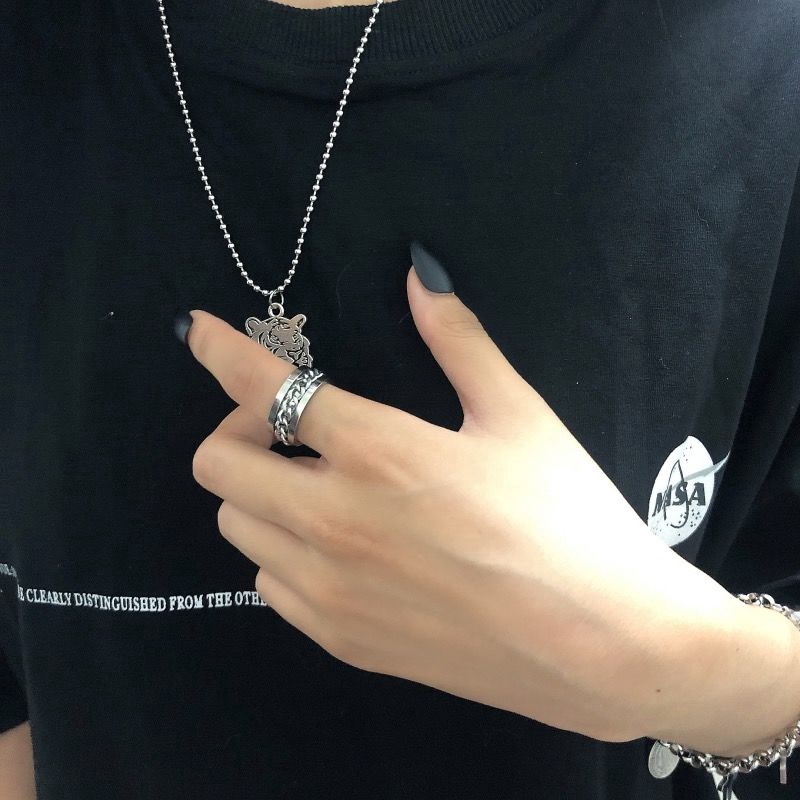 Nhẫn Thép Titan Thời Trang Đường Phố Cá Tính Cho Cặp Đôi