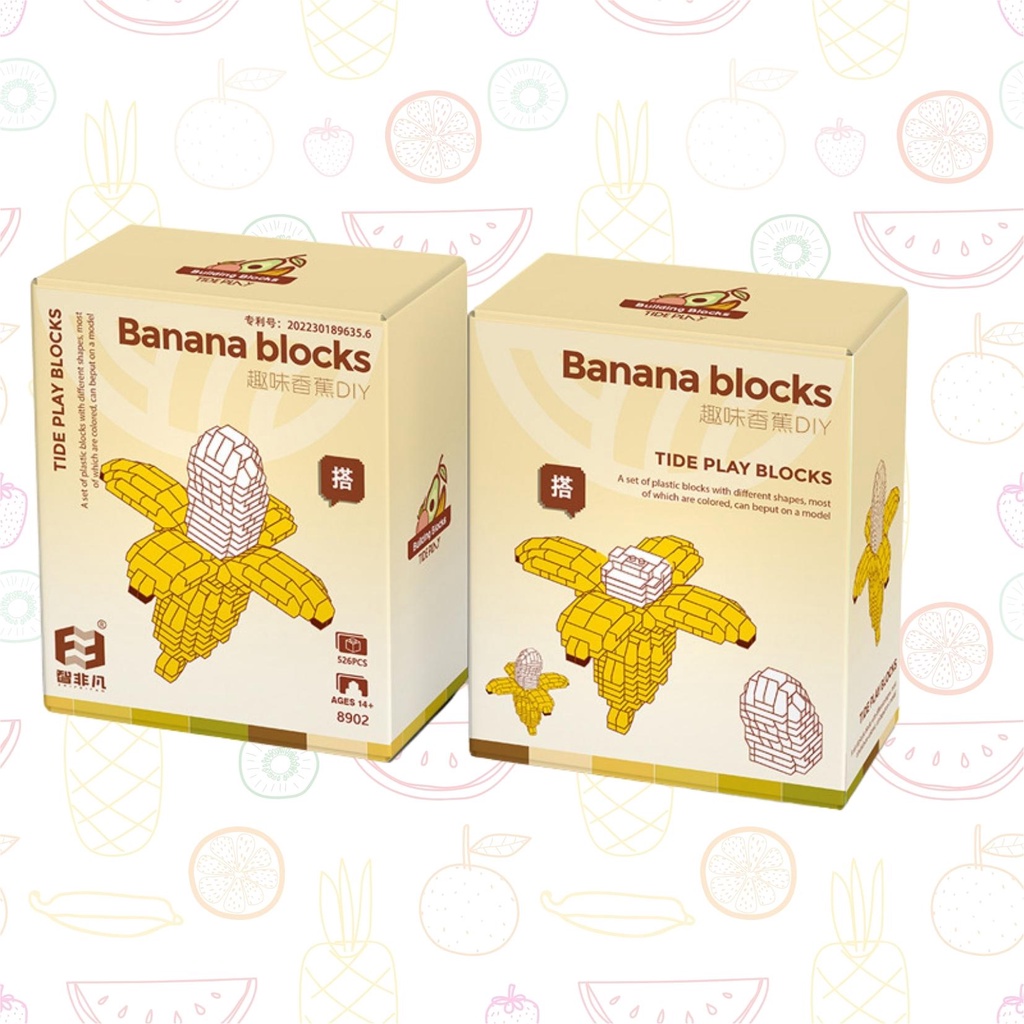 Bộ đồ chơi lắp ráp trái cây Bơ, Đào, Chuối làm quà tặng, trang trí đáng yêu