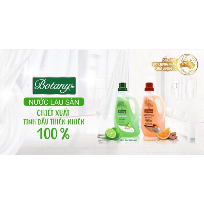 Nước lau sàn BOTTANY tinh dầu thiên nhiên lau sàn gỗ cam quế và spa sả chanh 1,2L