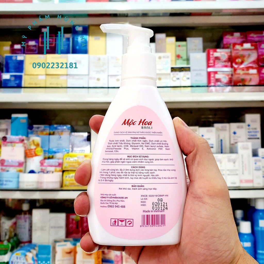 Dung sịch vệ sinh phụ nữ, dung dịch vệ sinh vùng kín thiên nhiên Mộc Hoa 150ml