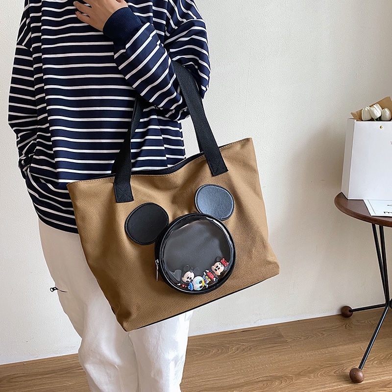 Túi Tote HAPPY HOMLIV vải canvas cỡ lớn khổ A4 tiện dụng cho nữ Túi Canvas Cỡ Lớn